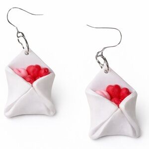 Heart Letter Earrings Valentine's‎ Day Gift Red Love Statement Dangle Handmade